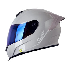 Casco Shaft 502sp Solid Gris Blanco Visor Iridium Azul 1