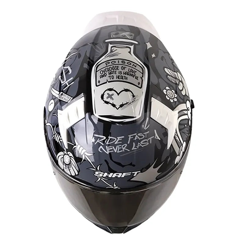 Casco Shaft 504 Love and Hate Negro Gris Visor Iridium Silver 2