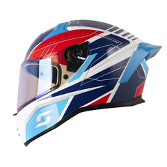 Casco Shaft 504 Runner Blanco Azul Visor Iridium Azul 1