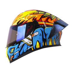 Casco Shaft 526sp Evo Armored Naranja Azul Visor Iridium Azul