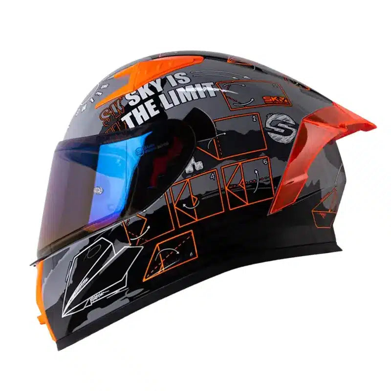 Casco Shaft 526sp Evo Papyrus Gris Naranja Visor Iridium Azul