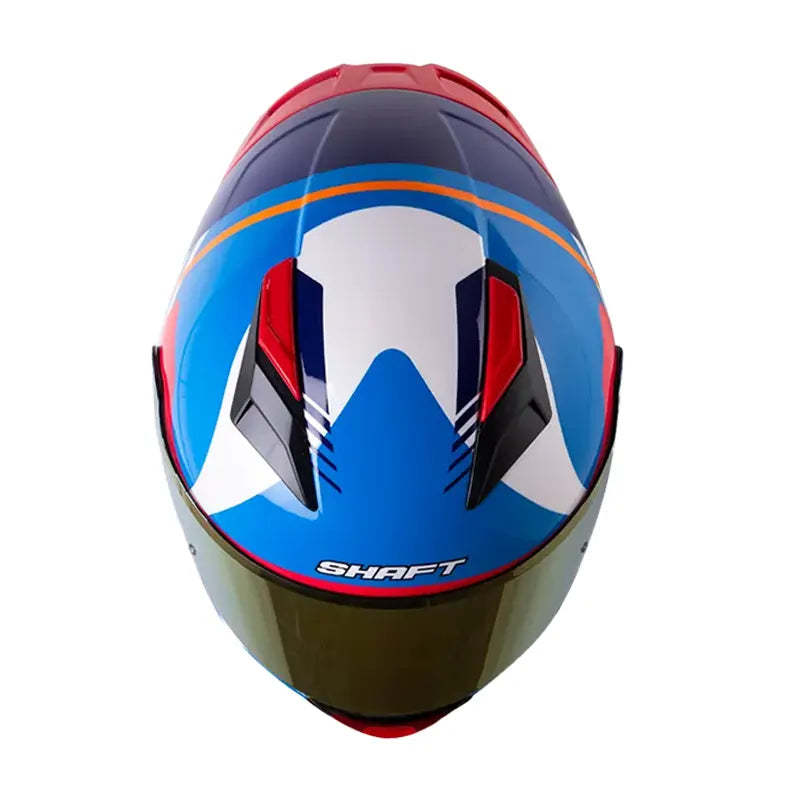 Casco Shaft 582Sp Acenes Blanco Azul Visor Iridium Rojo 2