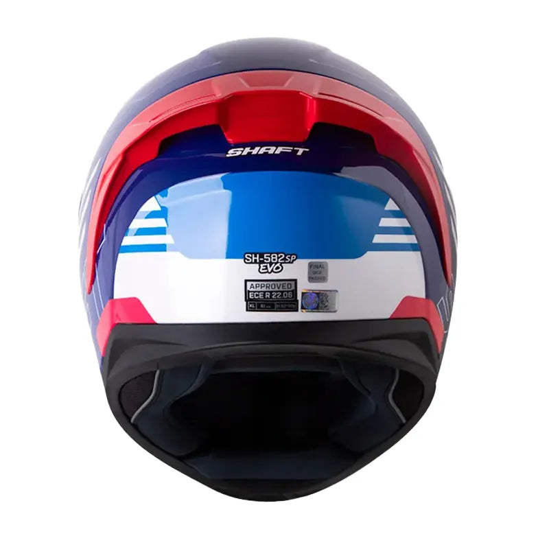 Casco Shaft 582Sp Acenes Blanco Azul Visor Iridium Rojo 3