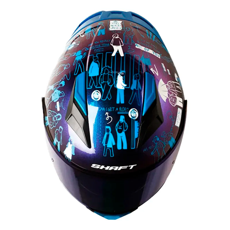 Casco Shaft 582Sp Evo People Walk Camaleon Blanco Visor Iridium Azul 2