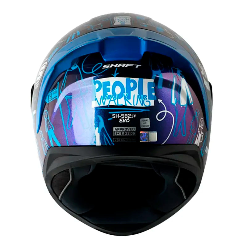 Casco Shaft 582Sp Evo People Walk Camaleon Blanco Visor Iridium Azul 3
