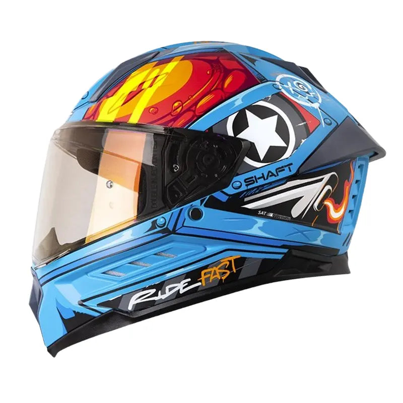 Casco Shaft 595 Gunn Azul Naranja Visor Iridium Morado