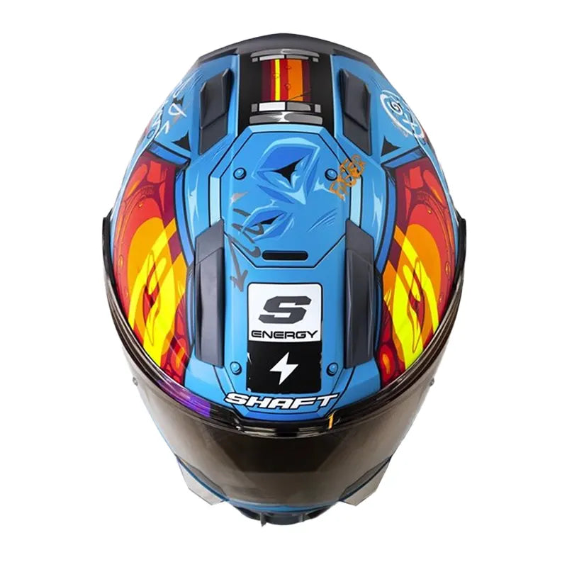 Casco Shaft 595 Gunn Azul Naranja Visor Iridium Morado 2