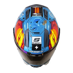 Casco Shaft 595 Gunn Azul Naranja Visor Iridium Morado 2