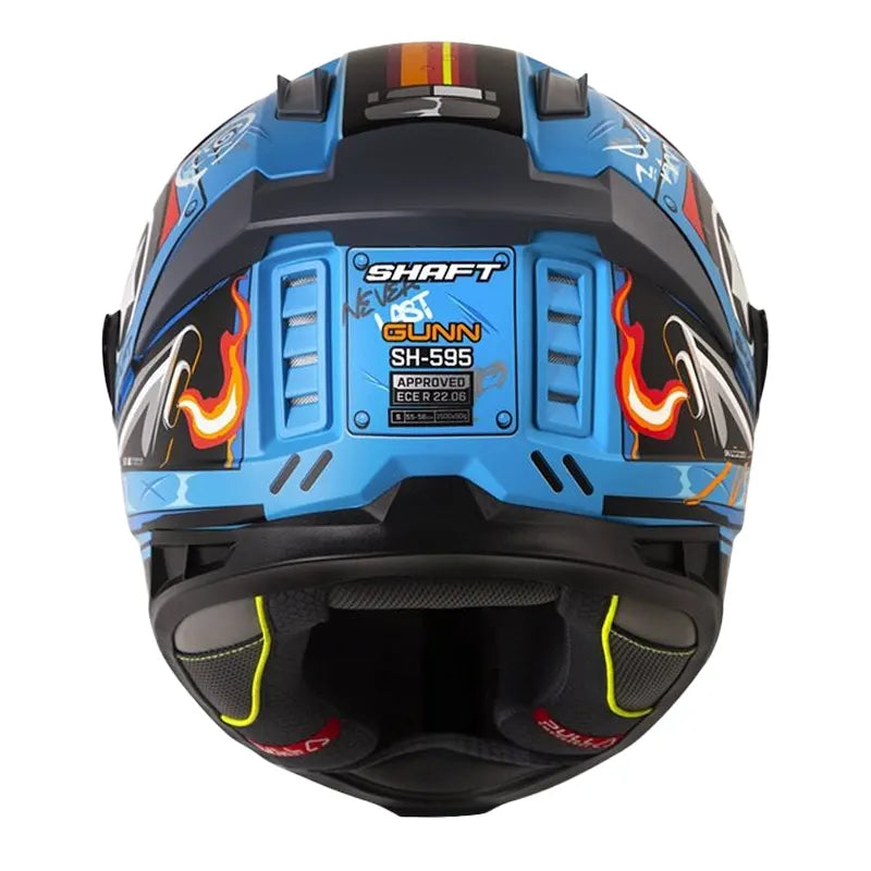 Casco Shaft 595 Gunn Azul Naranja Visor Iridium Morado 3