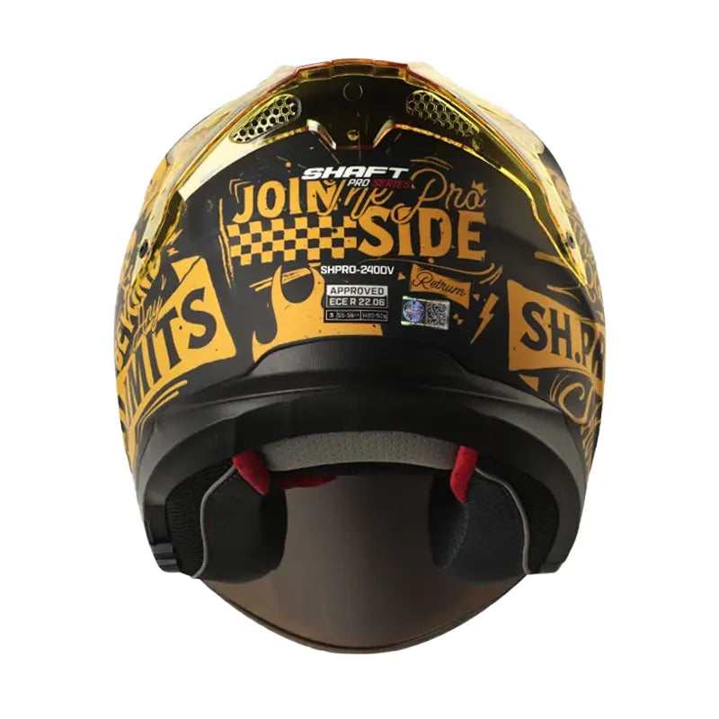 Casco Shaft Pro 240Dv Retrum Negro Dorado Visor Iridium Dorado 3