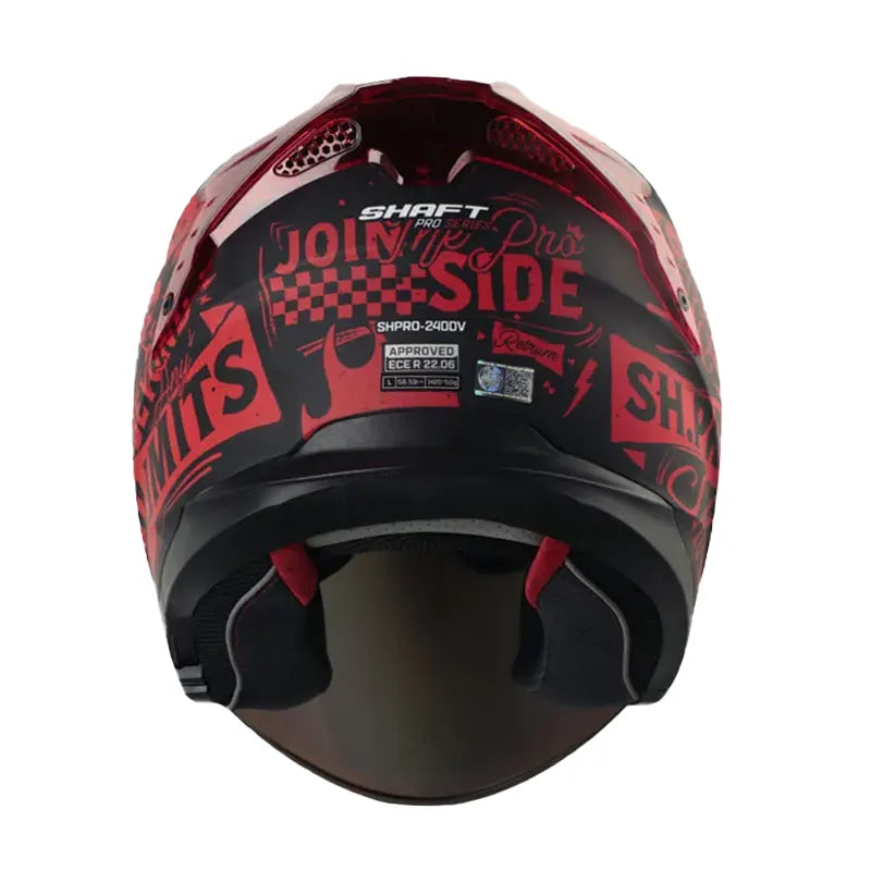 Casco Shaft Pro 240Dv Retrum Negro Rojo Visor Iridium Rojo 3