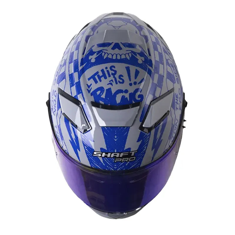 Casco Shaft Pro 606Sp Racing Gris Azul Visor Revo Azul 2