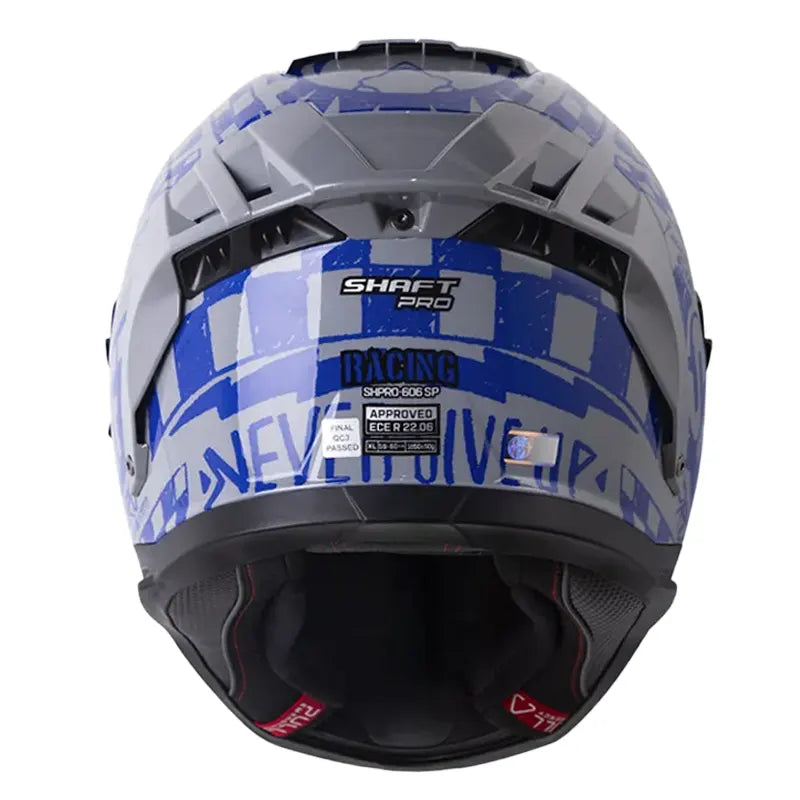 Casco Shaft Pro 606Sp Racing Gris Azul Visor Revo Azul 3