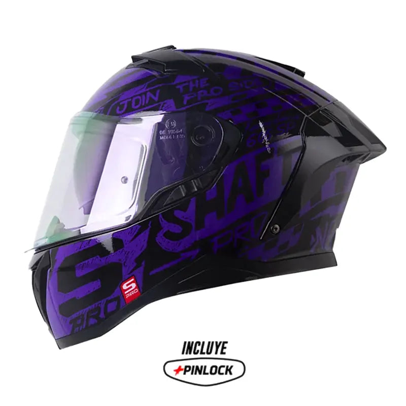 Casco Shaft Pro 606Sp Racing Negro Morado Visor Iridium Morado