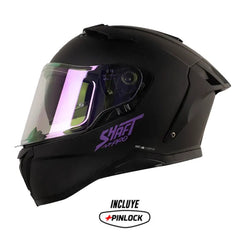 Casco Shaft Pro 606Sp Solid Negro Morado Visor Iridium Morado