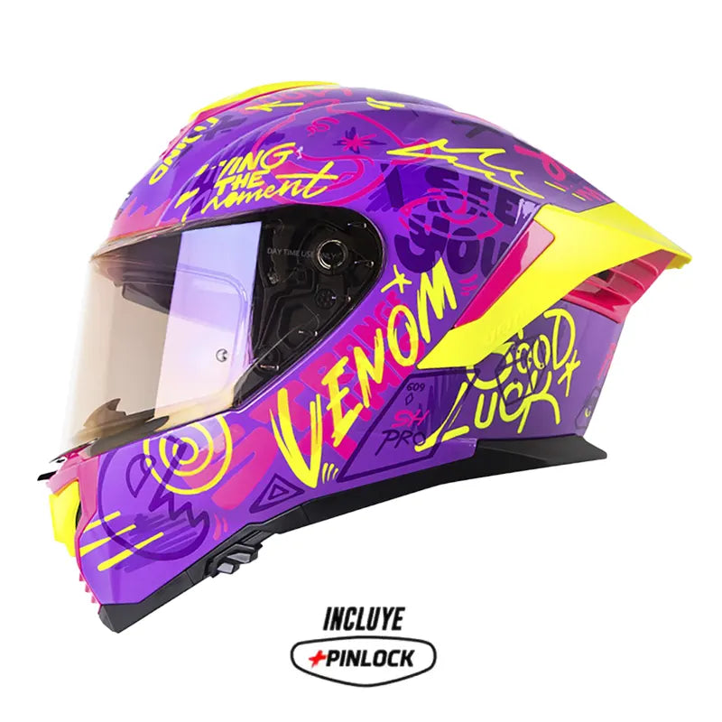Casco Shaft Pro 609 Venom Freedom Morado Fucsia Visor Iridium