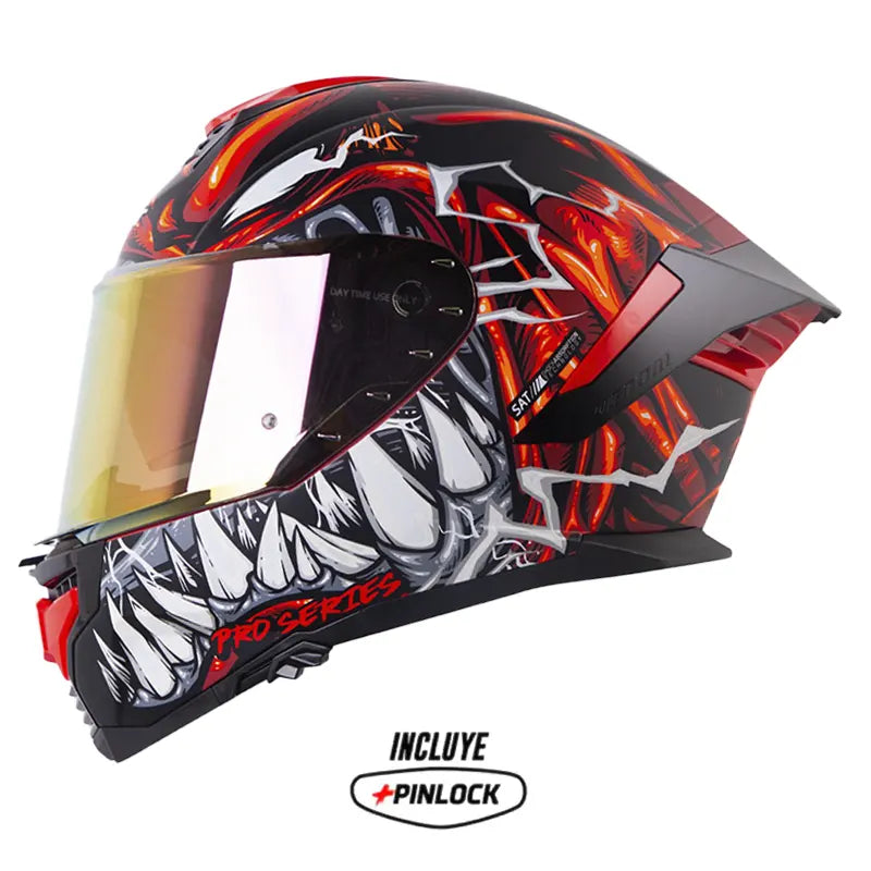 Casco Shaft Pro 609 Venom Parasyte Rojo Oscuro Visor Iridium Rojo