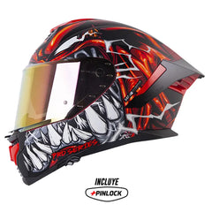 Casco Shaft Pro 609 Venom Parasyte Rojo Oscuro Visor Iridium Rojo