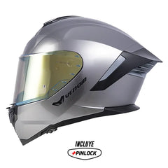 Casco Shaft Pro 609 Venom Solid Croma Negro Visor Iridium Dorado