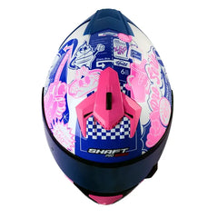 Casco Shaft Pro 610Dv Evo Fast_Food Blanco Fucsia Visor Iridium Azul 2