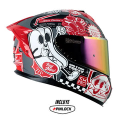 Casco Shaft Pro 610Dv Evo Fast_Food Gris Rojo Visor Iridium Rojo 2