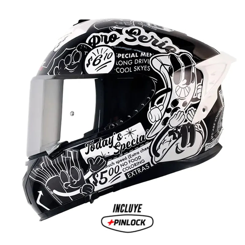 Casco Shaft Pro 610Dv Evo Fast_Food Negro Gris Visor Iridium Silver