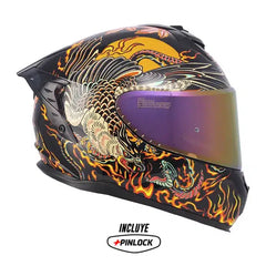 Casco Shaft Pro 610Dv Evo Resurgimiento Negro Naranja Visor Iridium Rojo 2