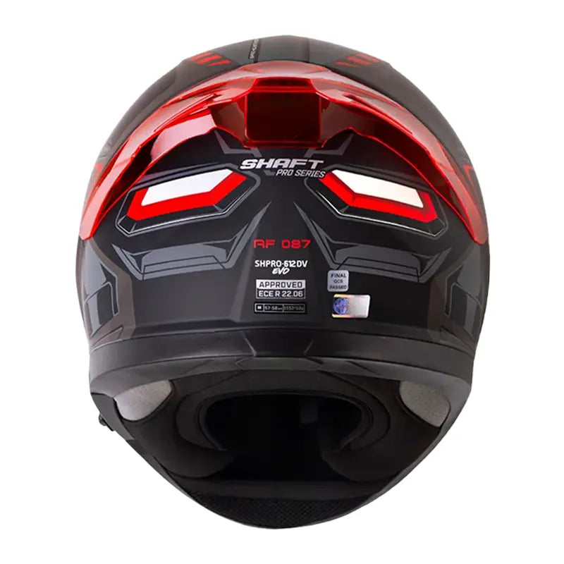 Casco Shaft Pro 612Dv Evo Af087 Gris Oscuro Rojo Visor Iridium Rojo 3