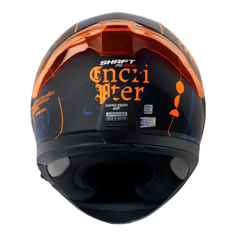 Casco Shaft Pro 612Dv Evo Encripter Negro Naranja Visor Iridium Azul 3