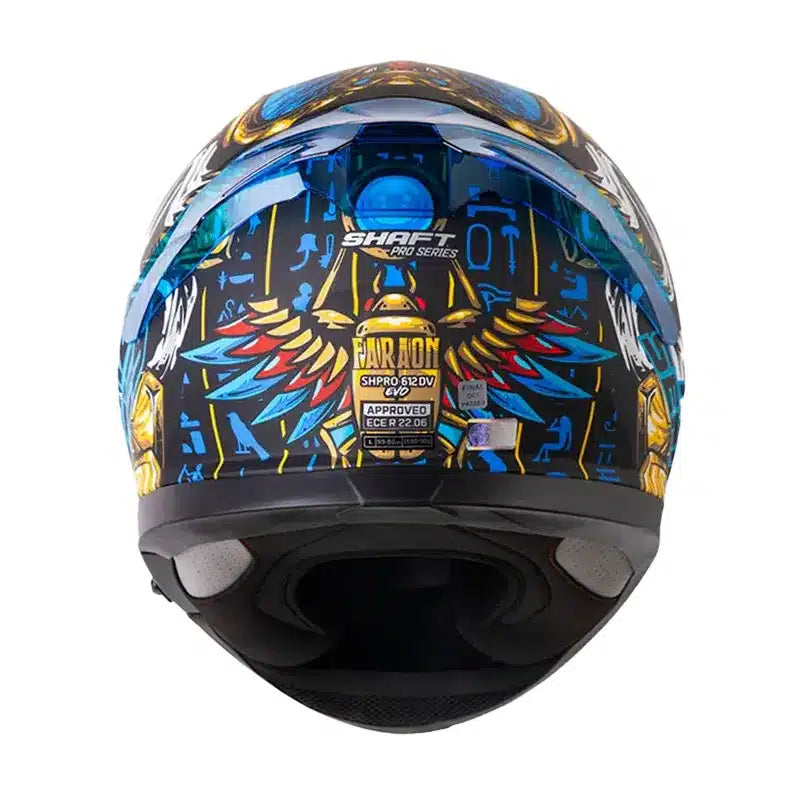 Casco Shaft Pro 612Dv Evo Faraon Negro Azul Visor Iridium Azul 3