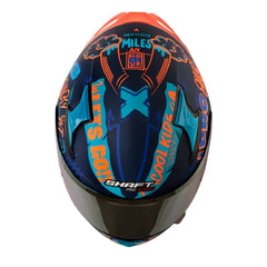 Casco Shaft Pro 612Dv Evo Nomo Azul Oscuro Naranja Visor Iridium Dorado 2