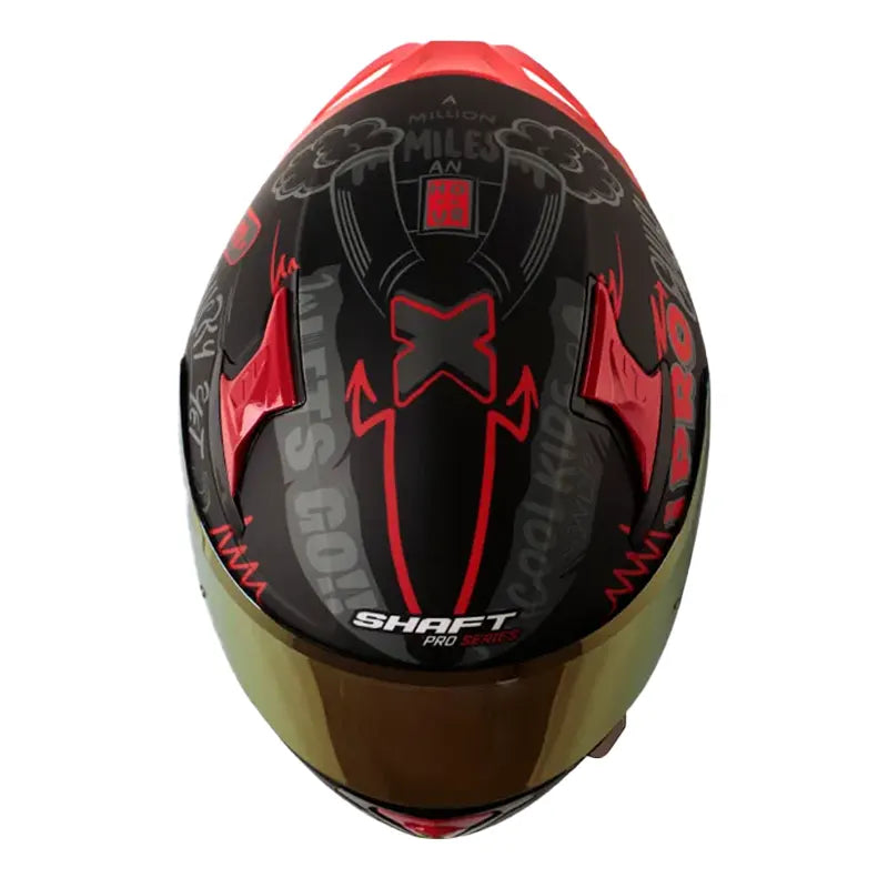 Casco Shaft Pro 612Dv Evo Nomo Negro Rojo Visor Iridium Rojo 2