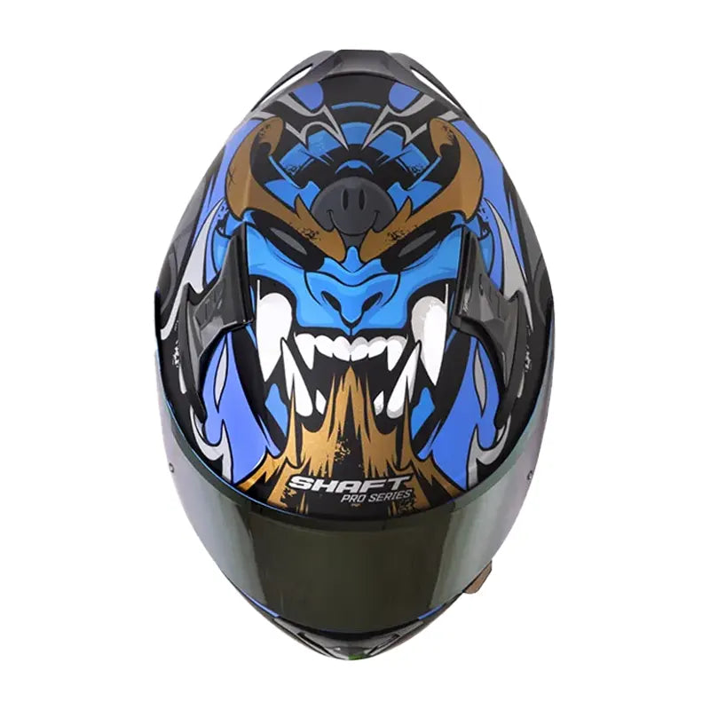 Casco Shaft Pro 612Dv Inside Soul Azul Gris Visor Iridium Dorado 2