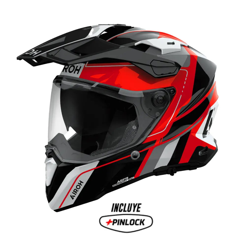 Casco Airoh Commander 2 Skip Rojo Gris Negro