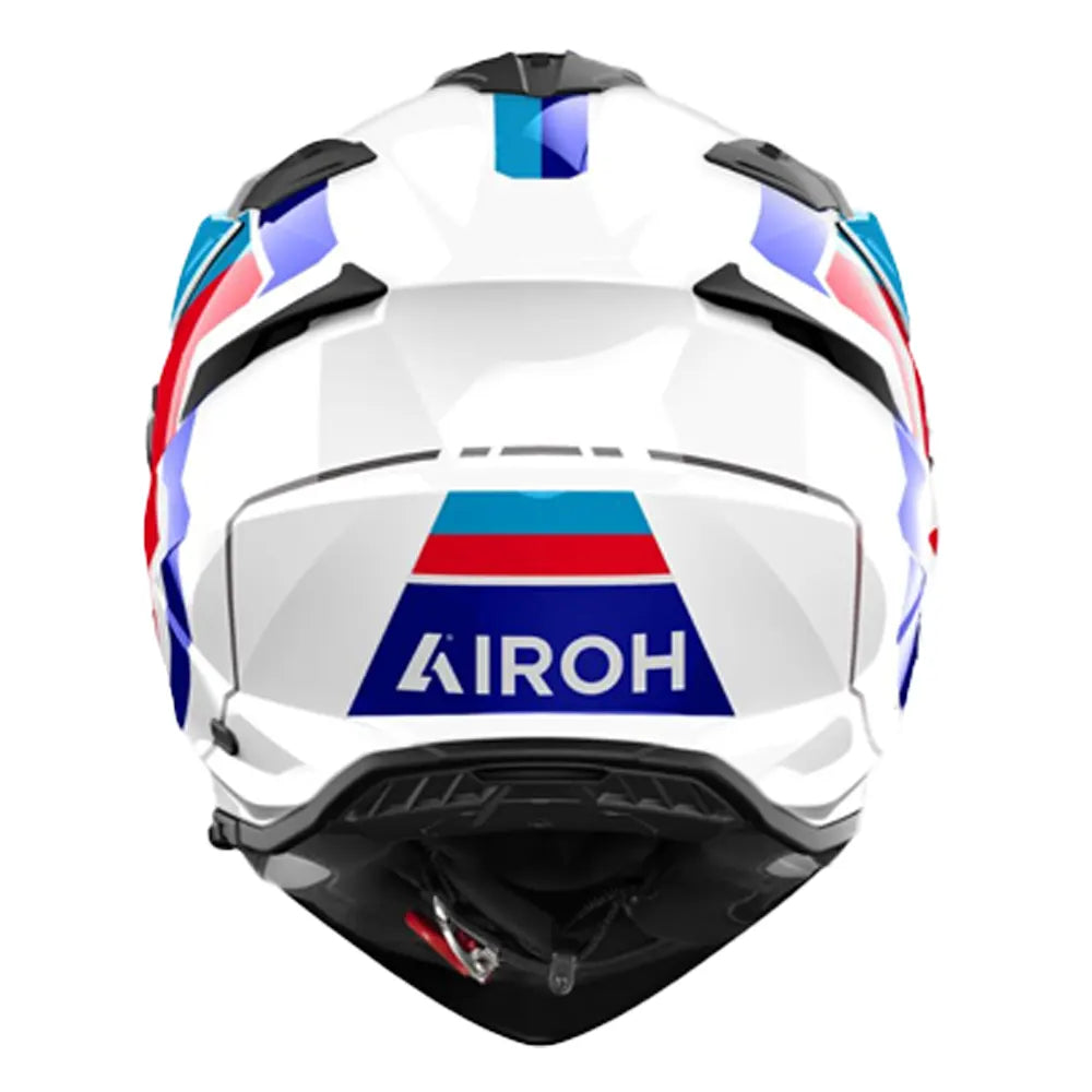 Casco Airoh Dual Bandit Horn Blanco Rojo Azul