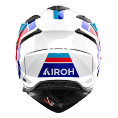 Casco Airoh Dual Bandit Horn Blanco Rojo Azul