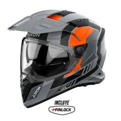 Casco Airoh Dual Bandit Horn Naranja Gris