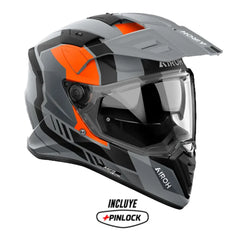 Casco Airoh Dual Bandit Horn Naranja Gris