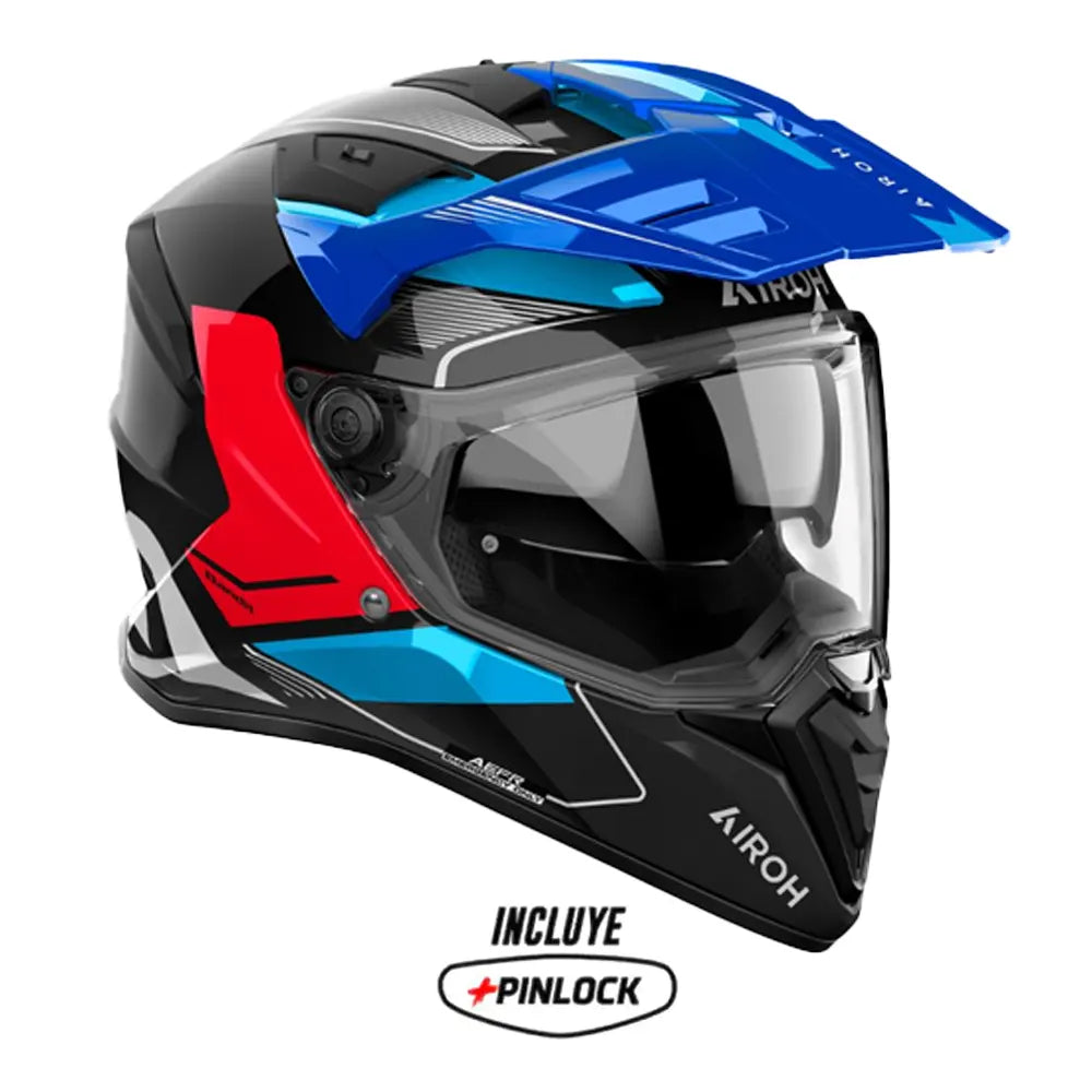 Casco Airoh Dual Bandit Tune Negro Azul Rojo