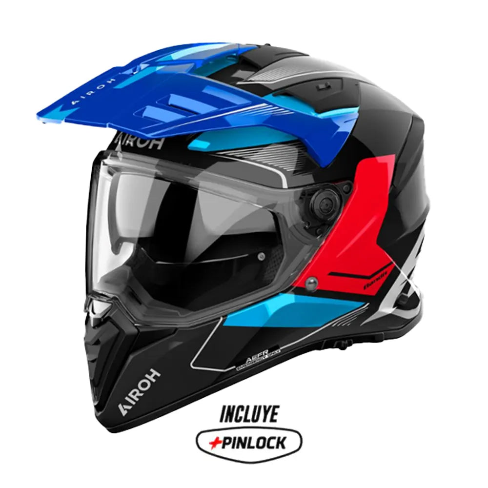 Casco Airoh Dual Bandit Tune Negro Azul Rojo