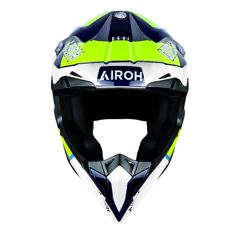Casco Airoh Wraaap Vision Blanco Amarillo Azul