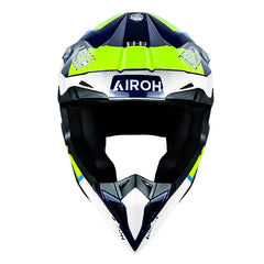 Casco Airoh Wraaap Vision Blanco Amarillo Azul