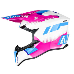 Casco Airoh Wraaap Vision Rosado Blanco Azul