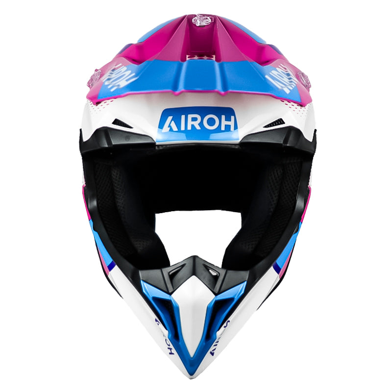 Casco Airoh Wraaap Vision Rosado Blanco Azul