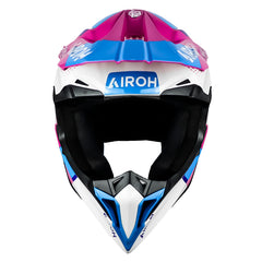 Casco Airoh Wraaap Vision Rosado Blanco Azul