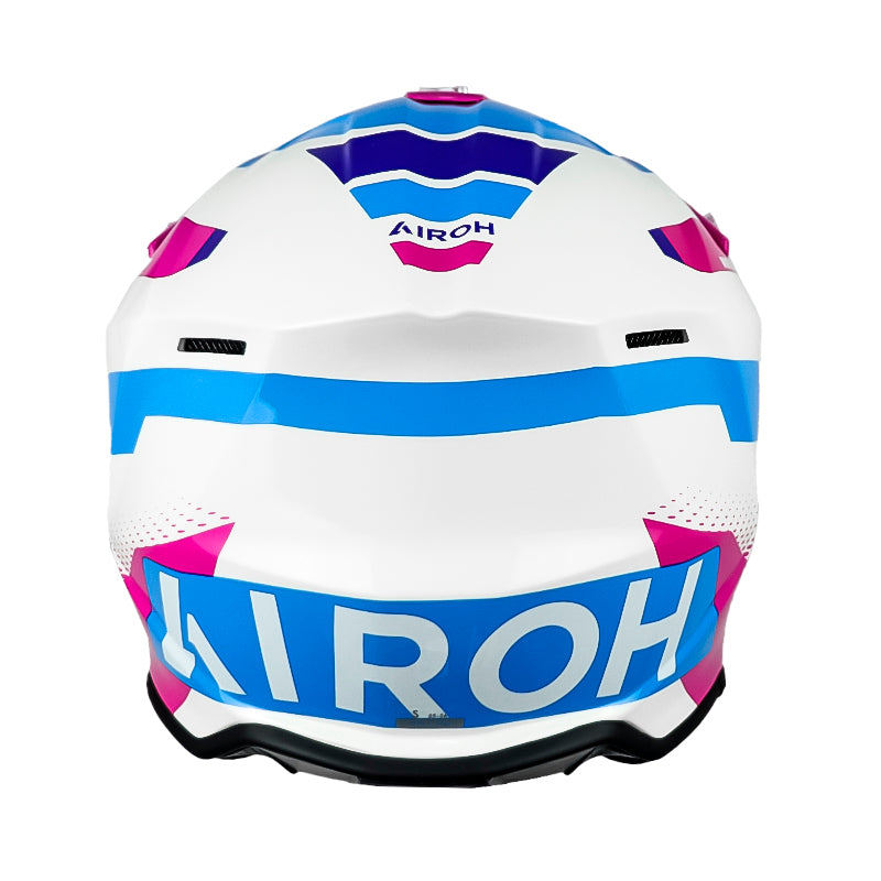 Casco Airoh Wraaap Vision Rosado Blanco Azul