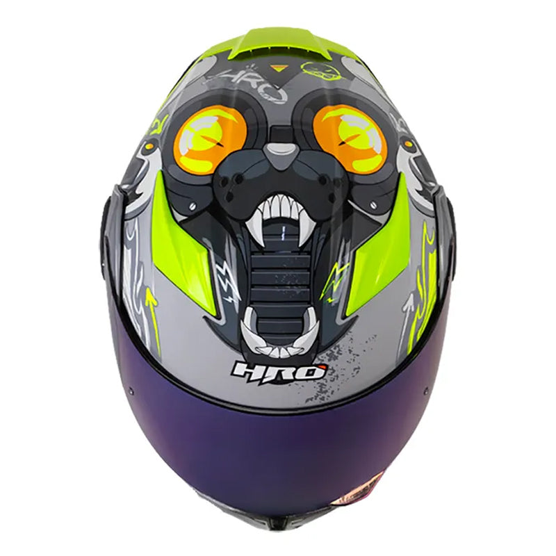 Casco Hro 3400Dv Evo Robot Gris Amarillo Neon Visor Iridium Azul