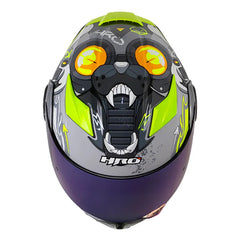 Casco Hro 3400Dv Evo Robot Gris Amarillo Neon Visor Iridium Azul