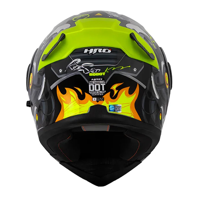 Casco Hro 3400Dv Evo Robot Gris Amarillo Neon Visor Iridium Azul
