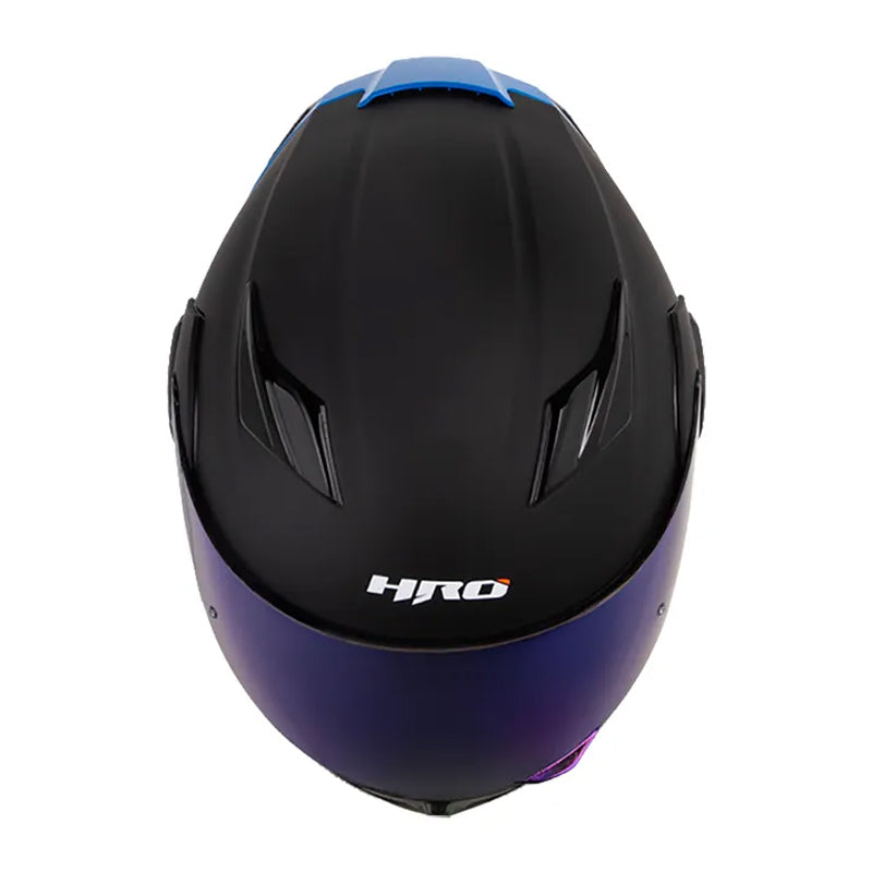Casco Hro 3400Dv Evo Solid Negro Azul Visor Iridium Azul